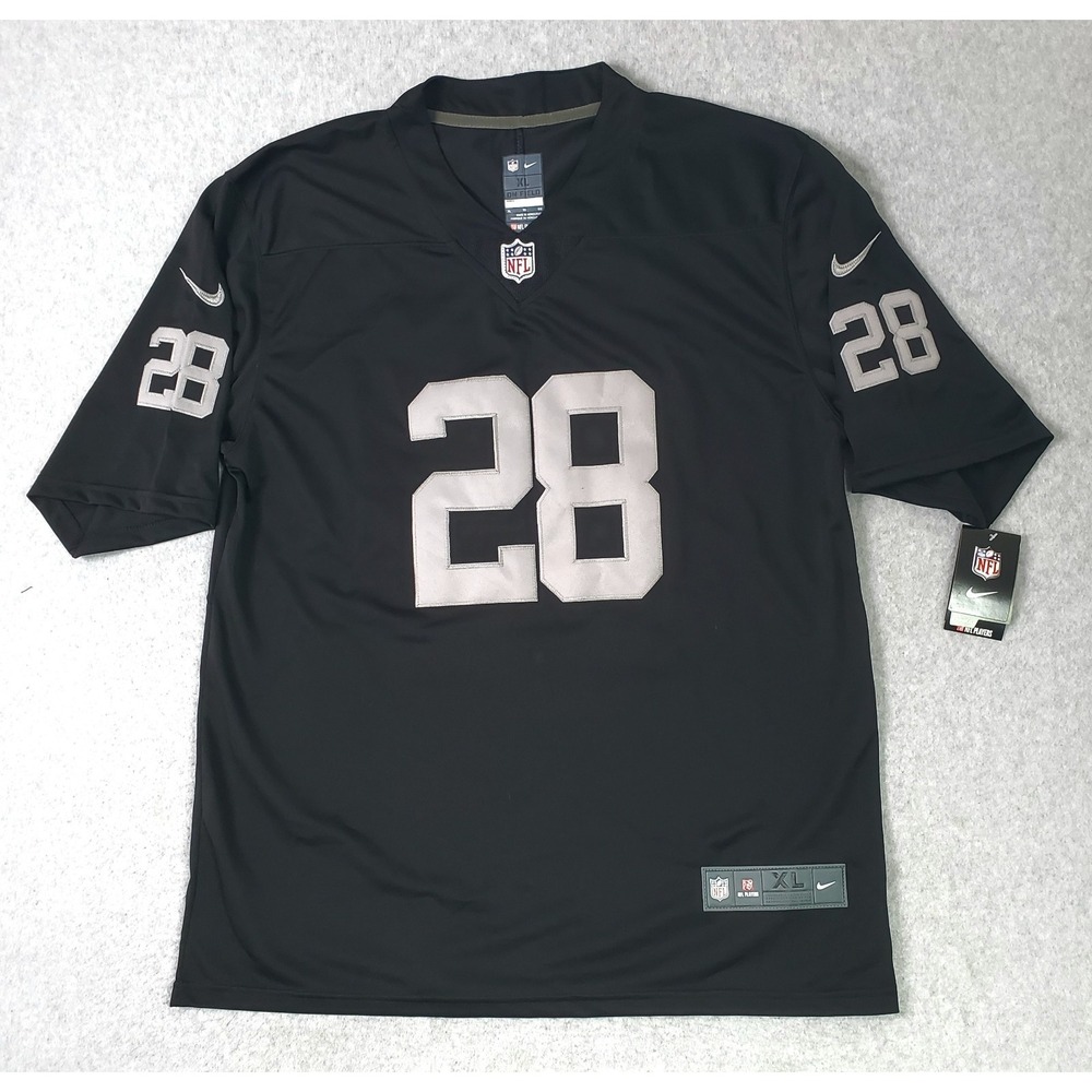 Nike Las Vegas Raiders Jersey Mens 2XL Black NFL Players Josh Jacobs 28 On Field